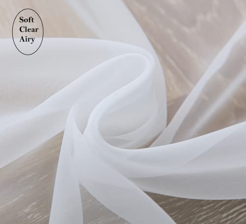 PI Sheer White Curtains 84 Inches Length,Grommet Top Voile Textured Window Treatment for Bedroom/Living Room 2 Panels(W42XL84,White) - color: Optical White, size: 42"W x 84"L (Pack of 2)