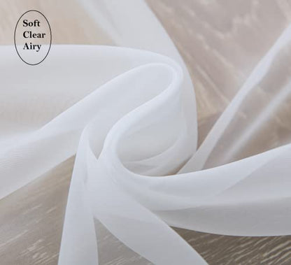 PI Sheer White Curtains 84 Inches Length,Grommet Top Voile Textured Window Treatment for Bedroom/Living Room 2 Panels(W42XL84,White) - color: Optical White, size: 42"W x 84"L (Pack of 2)