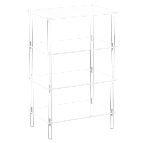 Aquiver Acrylic Small Shoe Rack - 18.1'' L x 11.8'' W x 28.5'' H - 4 Tier Shoe Rack for Front Door Entrance, Entryway, and Closet - Shoe Organizer Narrow Shoe Storage Shelf (Clear)