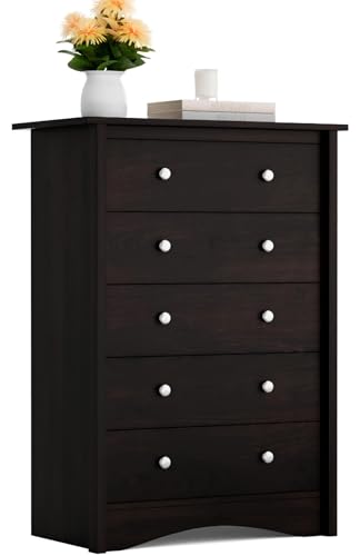 Furmax Tall Dresser for Bedroom, 5 Drawer Dresser, Chest of Drawers, Organizer Drawers, for Hallway Entryway (Brown) - color: Brown