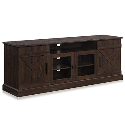 BELLEZE 65 Inch Modern Farmhouse Industrial Style Entertainment TV Stand for TVs Up to 70 Inches, Versatile Media Cabinet with Shelves and Storage - Veropeso (Espresso) - color: Espresso, style: 65"