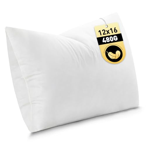 MIULEE 12x16 Inch Down Feather Pillow Insert with Cotton Fabric | Fluffy and Comfy Throw Pillow for Bed Couch and Sofa - size: 12x16 Inch