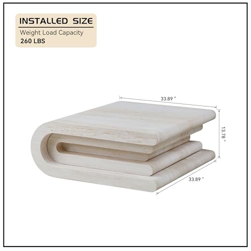 33.86" Square Faux Stone Coffee Table for Living Room | Center Table with Layered Base, Tea Table for Apartment, Irregular, No need Assembly, Mars Pattern - color: 33.86" Square Coffee Table With Faux Mars Pattern