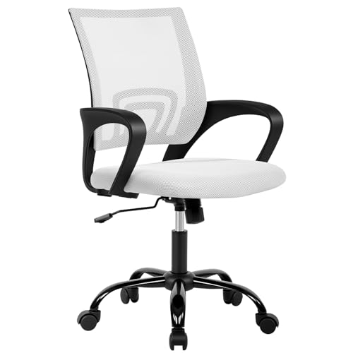 BestOffice Office Chair Ergonomic Desk Chair Mesh Computer Chair Lumbar Support Modern Executive Adjustable Stool Rolling Swivel Chair for Back Pain,White - color: White, size: 1 Pcs