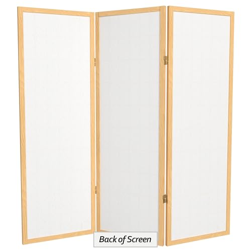 4 ft. Short Window Pane Shoji Screen - Natural - 3 Panels - color: Natural, size: 3 Panels