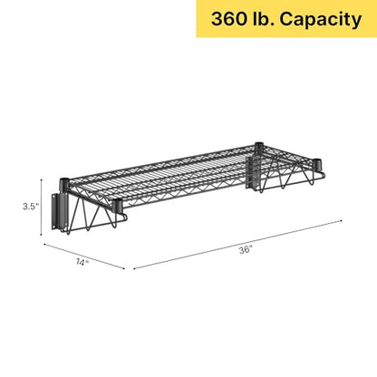 14" x 36" Black Epoxy Wire Wall Mount Shelf - color: Black, size: 14" x 36"
