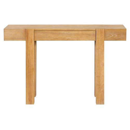 Rustic Console Table with Hidden Drawer, Wooden Sofa Table Behind Couch | Side Power Outlet,for Entryways, Living Room, Foyer, Natural - color: Nautral