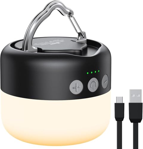 ZMNT LED Camping Lantern Rechargeable 1000LM, Up to 300H Running Time Camping Tent Light, 6700mAh Emergency Hanging Light for Hurricane, Power Outages, Home, Hiking, Water-Resistant, Black - color: Black