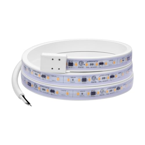 Maxxima 36 in. Hardwired LED Under Cabinet Strip Light, 1380 Lumens, 3000K | Warm White, Kitchen and Living Room 120V White Cove Lighting, No Power Supply Needed - size: 36 Inch