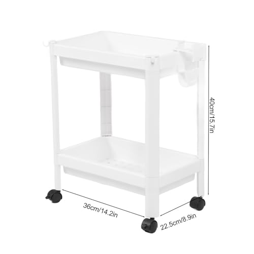 Bathroom Tower Shelf, White Plastic Freestanding Storage Rack, Narrow Standing Shelf Unit for Bathroom Kitchen Bedroom(2 Layers with Wheels) - size: 2 Layers with Wheels