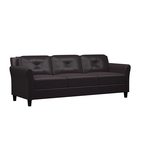 Studio Living Harrington 80.3" Sofa, Transitional Modern, Pocket Coil Comfort, Easy Assembly, Vegan Leather, Java - color: Java, size: Sofa