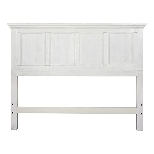 OSP Home Furnishings Farmhouse Basics Queen Headboard Only, Rustic White Finish - size: Queen
