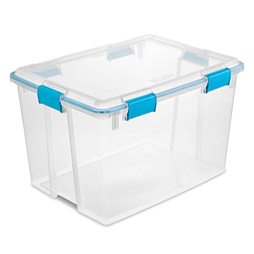 Sterilite 80 Qt Gasket Box, Stackable Storage Bin with Latching Lid and Tight Seal, Plastic Container to Organize Basement, Clear Base and Lid, 1-Pack - size: 80 Quart, style: 1 Pack