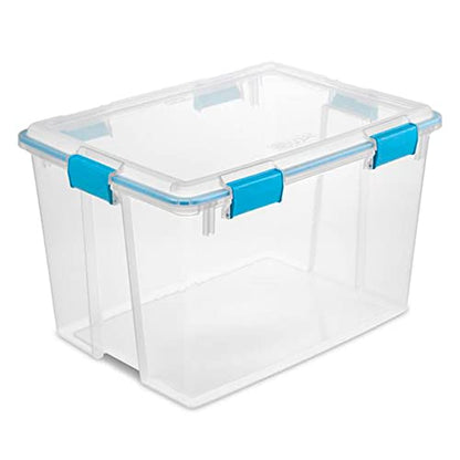 Sterilite 80 Qt Gasket Box, Stackable Storage Bin with Latching Lid and Tight Seal, Plastic Container to Organize Basement, Clear Base and Lid, 1-Pack - size: 80 Quart, style: 1 Pack