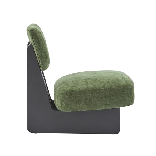 Christopher Knight Home Mores Low Profile Accent Chair Set of 2, Modern Living Room Armless Lounge Chair, Fabric Comfy Reading Chair for Bedroom, Wooden Frame and Thick Padded Seat, Black+Green - color: Black+green
