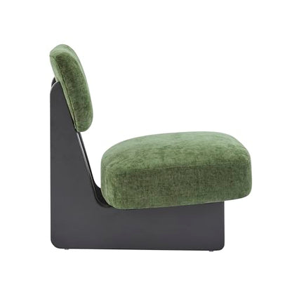 Christopher Knight Home Mores Low Profile Accent Chair Set of 2, Modern Living Room Armless Lounge Chair, Fabric Comfy Reading Chair for Bedroom, Wooden Frame and Thick Padded Seat, Black+Green - color: Black+green