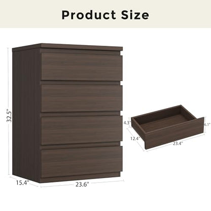 Jocoevol 4 Drawer Dresser for Bedroom, Brown Dresser Chest of Drawers - Large Wood Dressers TV Stand with Deep Drawers Dressers for Living Room, Hallway, Entryway - Brown - color: Retro Brown