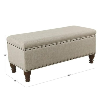HomePop 42" Storage Bench with Nailhead Trim - Taupe/Cream - color: Taupe/ Cream