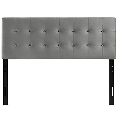 Modway Emily Queen Biscuit Tufted Performance Velvet Headboard, Gray - color: Gray, size: Queen