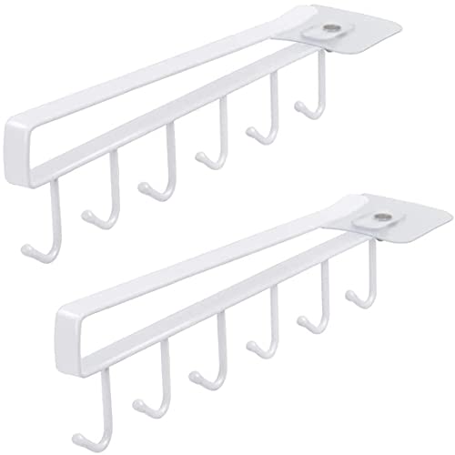 2 Pack White Under Cabinet Mug Holder, Cup Rack For 1 Inch Shelves | Save Cabinet Space By Hanging Mugs Under Shelves, Keeping Cups Organized And Easy To Access - color: c- 2pcs White