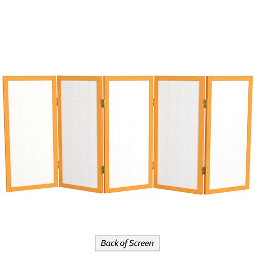 2 ft. Short Desktop Window Pane Shoji Screen - Honey - 5 Panels - color: Honey, size: 5 Panel