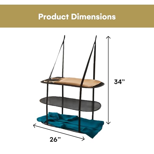 Greenco 3 Tier Over The Door Folding Drying Rack |for Clothing, Sweater, Garment, and Room Organization| Dryer Racks for Laundry Perfect for Small Spaces, Apartments, Dorm Rooms, and Bathrooms|Black