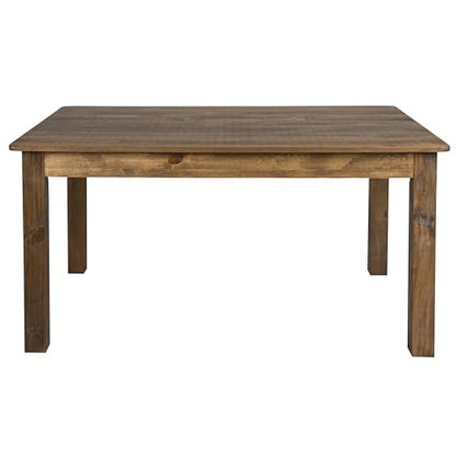 Merrick Lane Jessamine 60" x 38" Rectangular Rustic Solid Pine Farm Dining Table, Antique Farmhouse Wooden Dining Table for Kitchens and Parties, Antique Rustic - color: Antique Rustic, size: 60" x 38"