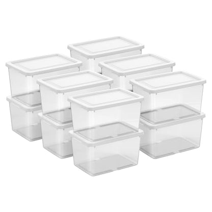 Sterilite Storage Box, Stackable Clear Plastic Bins, 20 Quart, 12-Pack | Heavy-Duty Organizing Containers with Snap-On Lids for Closet, Bathroom, and Office - size: 20 Qt, style: 12 Pack