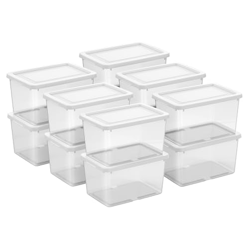 Sterilite Storage Box, Stackable Clear Plastic Bins, 20 Quart, 12-Pack | Heavy-Duty Organizing Containers with Snap-On Lids for Closet, Bathroom, and Office - size: 20 Qt, style: 12 Pack