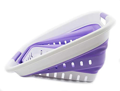 SAMMART 37L (9.77 gallon) Collapsible Plastic Laundry Basket - Foldable Pop Up Storage Container/Organizer - Space Saving Hamper/Basket (1, White/Lt. Purple) - color: White/Lt. Purple