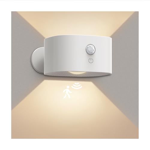 Deyagoo Motion Sensor Wall Light,Rechargeable Battery Operated Sconce-White | 360°Rotate, Rechargeable, Dimmable, Touch Control - color: White-C