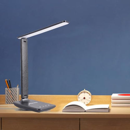 Eye Caring Table Lamp, 180 Adjustable Rotating Foldable Desk Lamp with USB C Charging Port, 5 Color Temperatures 5 Dimming Levels (Black) - color: Black