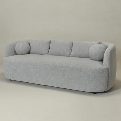 KINWELL 85" Boucle Upholstered Sofa with 2 Swivel Barrel Chairs, Grey | No Assembly Sherpa Living Room Furniture Sets, 3-Seater Couch Settee and Accent Chairs Armchairs for Small Spaces Apartment - color: Ash Grey, size: Sofa + 2 Chairs