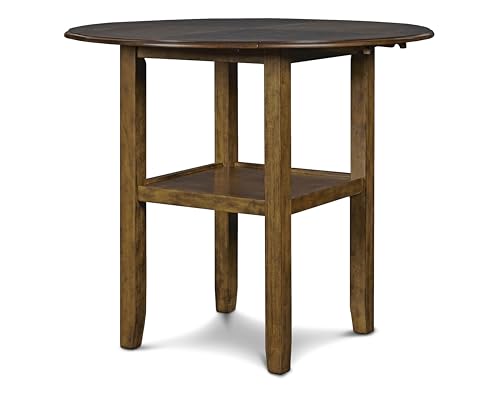 New Classic Furniture Gia 3-Piece Drop Leaf Counter Table Set with 2 Chairs, 42-Inch, Brown - color: Brown, size: Counter Set
