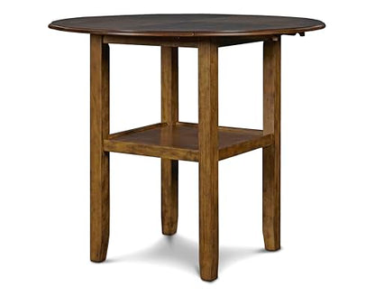 New Classic Furniture Gia 3-Piece Drop Leaf Counter Table Set with 2 Chairs, 42-Inch, Brown - color: Brown, size: Counter Set