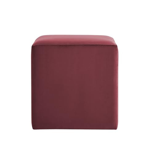 Studio Living® 18” Warren Ottoman Square Soft Velvet Bench, Stationary Ottomans, Backless Chair, Footrest for Living Room, Footstool Office, Bedroom, Padded Seat, Plum - color: Plum