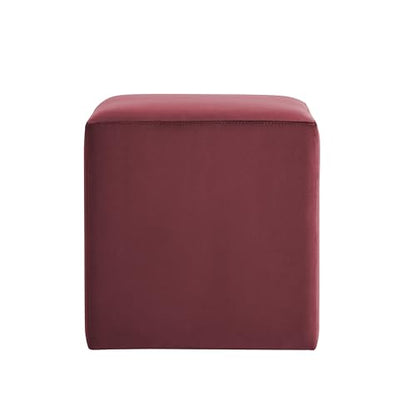 Studio Living® 18” Warren Ottoman Square Soft Velvet Bench, Stationary Ottomans, Backless Chair, Footrest for Living Room, Footstool Office, Bedroom, Padded Seat, Plum - color: Plum