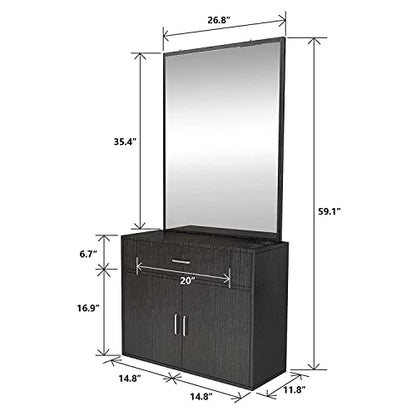Artist hand Wall Mount Salon Station Styling Station Barber Beauty Spa Salon Equipment(Black) | Space Saving Wall Mounted Styling Station Designed For Hair Styling, Barber Shop, Beauty Salon & Spas - color: Deep Wood-grain