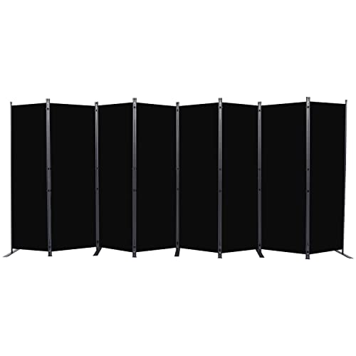 Room Divider, 8 Panel Folding Privacy Screens with Wider Feet, Black | 176" W X 71" H Room Divider Panel, Stable Frame Structure, Flexible Space Separator, Portable wall divider for Room Partition - color: Black, size: 22"- 8 Panel
