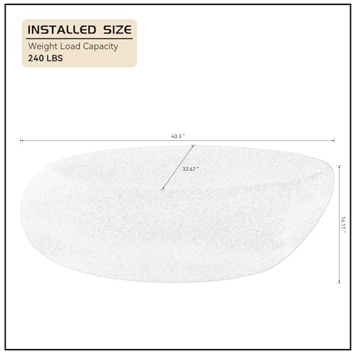 43.3" Oval Coffee Table with Grainy Matte Rocks Pattern, Modern Irregular Center Table, Drum Fiberglass Coffee Table Accent Side Table End Table for Living Room (Cream White) - color: A-43.3" Cream White