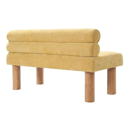 Christopher Knight Home Wally Fabric Upholstered Dining Bench, Long Dining Room Chair, Wooden Entryway Bench, Bedroom End of Bed Bench, Yellow+Natural - color: Yellow+natural