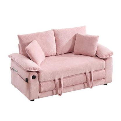 Convertible Sofa Bed, Foldable Space Saving Loveseat Floor Lounge Couch | 3-in-1 Convertible Velvet Sofa Bed, Foldable Loveseat Couch, Space Saving Floor Sleeper Lounge Mattress for Small Apartment - color: Pink