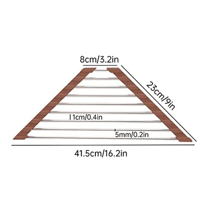 Tomorotec Triangle Roll-Up Dish Drying Rack for Sink Corner Small Foldable Stainless Steel Over The Sink Multipurpose Kitchen Drainer Caddy Trivet Rustproof Storage Shelf (Chocolate Brown) | BPA-Free Food-Grade Silicone Edges Foldable Waterproof Rustproof