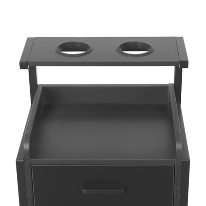 Suspended Salon Station for Hair Stylist, Wall Mounted Styling Salon Station Storage Cabinet w/2*Drawers &Hair Dryer Stand,Floating Nightstand Stylist Storage Cabinet for Home (Black)