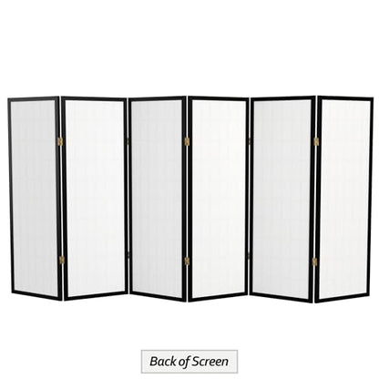 4 ft. Short Window Pane Shoji Screen - Black - 6 Panels - color: Black, size: 6 Panels