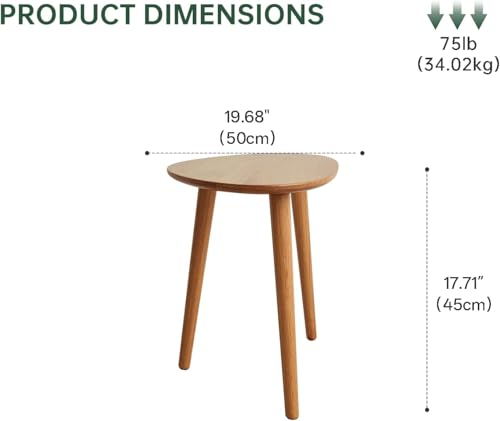 Small Oval Coffee Table, Mid Century Modern Coffee Table for Living Room, 100% Solid Oak Wood Side Table End Tables for Home (Natural Color, 19.68" Wx13.38 Dx17.71 H) - color: Natural, size: Small - 1 Piece