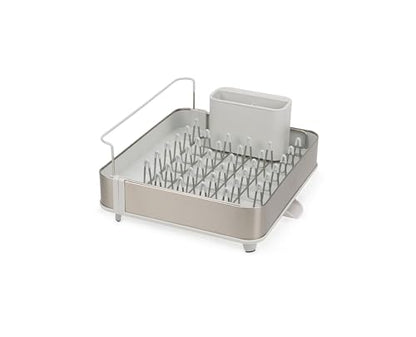 Joseph Joseph Extend Steel Expandable Dish Drying Rack with Removable Cutlery Holder Swivel Draining Spout, Stainless Steel - color: Light Stone, style: 1-tier