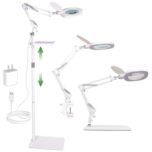 3-in-1 LED Magnifying Light Real Glass Lens Adjustable Light for Beauty & Precision Work - size: 3 in 1 Lighted Magnifiers(White)Pro