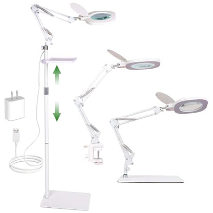 3-in-1 LED Magnifying Light Real Glass Lens Adjustable Light for Beauty & Precision Work - size: 3 in 1 Lighted Magnifiers(White)Pro