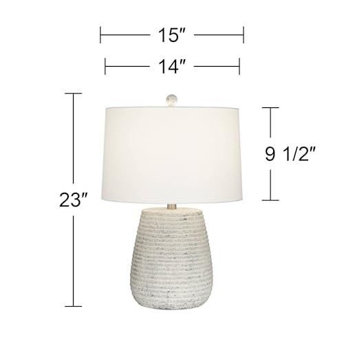 360 Lighting 23" High Small Mid Century Modern Coastal Accent Table Lamp Handcrafted Sandstone Finish Ceramic Single White Shade Living Room Bedroom Bedside Nightstand House Office Colors May Vary